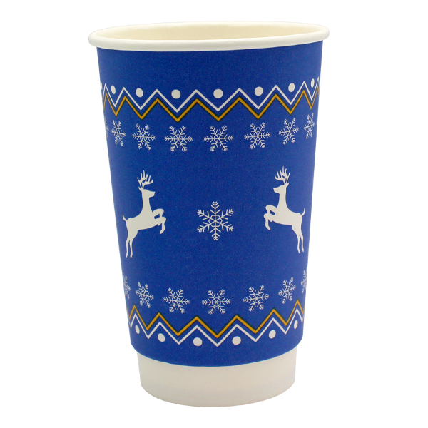 Go Pak Double Wall Christmas Cups 16oz / No Lids / 100 Cups Christmas Jumper Cups