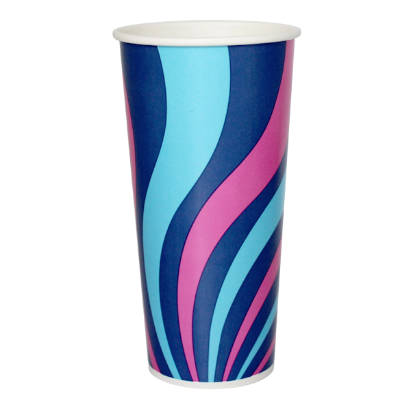 Dispo Cold Cups 22oz / No Lids / 1000 Cups Groovy Paper Cold Drink Cups