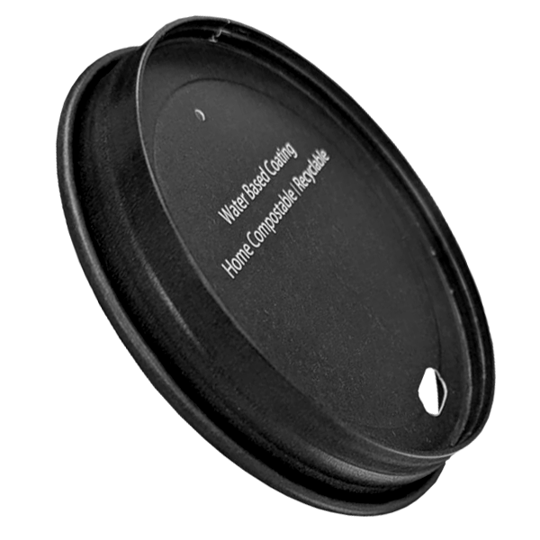 Dispo Sip Thru Paper Lids Black Paper Lids 8-16oz / 500 Lids Ingeo Ultimate Compostable Paper Lids