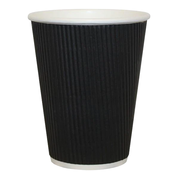 H Pack Go Pak Ripple Wall Paper Cups Triple Black Ripple Wall