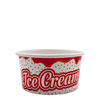 Brightly colored Delicious Ice Cream Tub with playful, red accents and the words 'Ice Cream' prominently displayed, exemplifying a joyful and safe serving option for various scoop sizes, and designed with convenience and stackability in mind for summer treats.