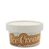 Summertime essential wax paper ice cream tub featuring a festive, colorful design, perfectly sized for single servings and stackable for convenient storage. Safe for direct food contact and includes a fitted lid to keep your delightful treats secure. Ideal for a variety of cold desserts from your favorite café or food fair.