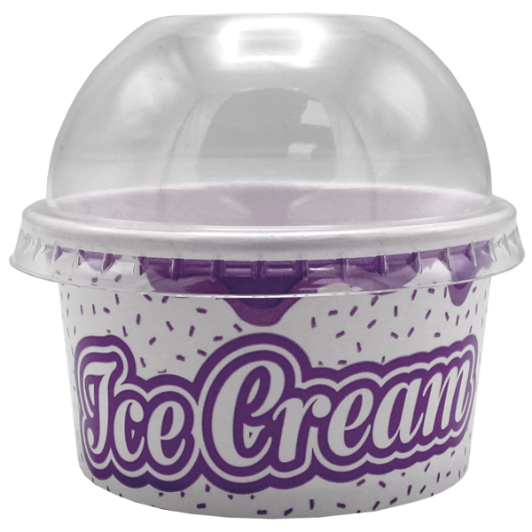 Stackable ice cream tub with secure lid, featuring a vibrant and colorful design, perfect for serving and storing various portions of delightful frozen treats like ice cream, sorbet, and frozen yogurt.