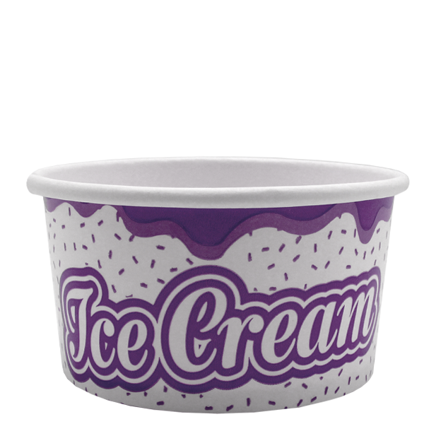 Elegant and stackable ice cream tub with colourful design, crafted for safe direct food contact and available in multiple sizes, perfect for serving a variety of frozen delights.