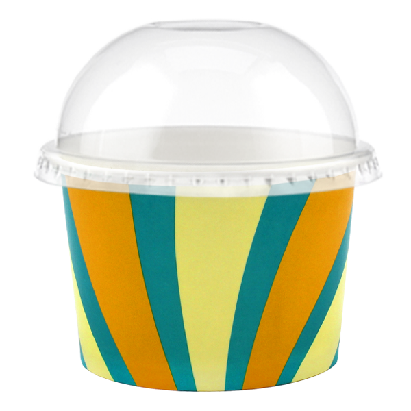 Tas Ice Cream Tubs 1 scoop _4oz` / Flip Up Domed Lids / 500 Tubs Groovy Ice Cream Tubs