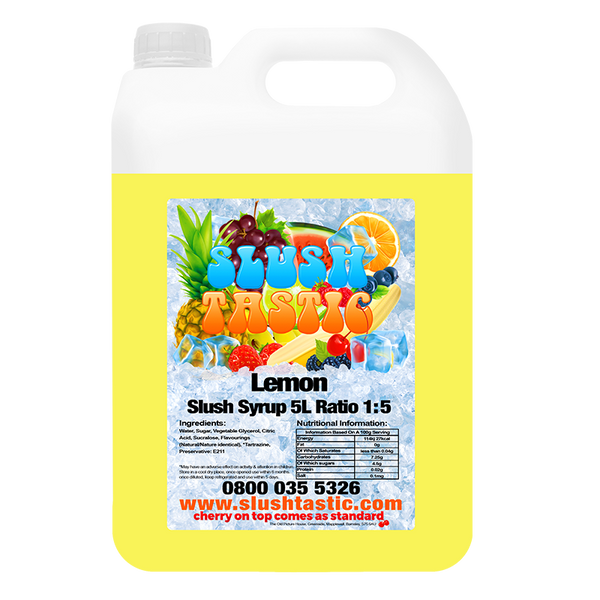 Corporate Vending Slush Syrup 5L Bottle Slushtastic Slush Syrup Lemon