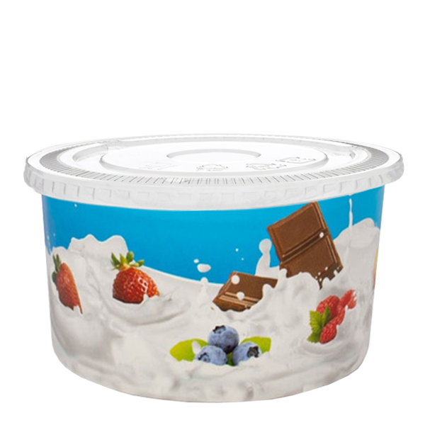 Tas Ice Cream Tubs 1 scoop _100ml` / Flat Lids / 100 Tubs TAS-ty Fruity Ice Cream Tubs