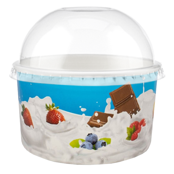 Tas Ice Cream Tubs 1 scoop _100ml` / Domed Lids / 100 Tubs TAS-ty Fruity Ice Cream Tubs