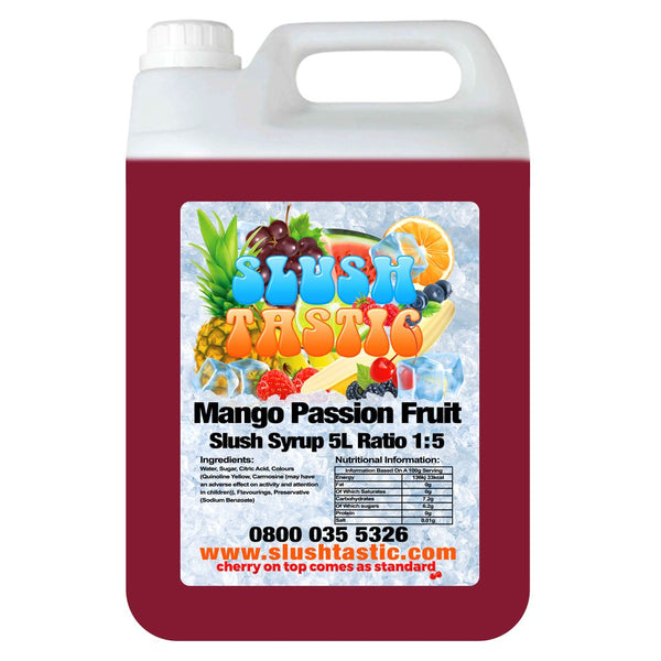 Corporate Vending Slush Syrup 5L Bottle Slushtastic Syrup Mango & Passionfruit