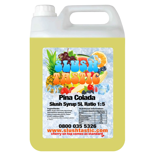 Corporate Vending Slush Syrup 5L Bottle Slushtastic Syrup Pina Colada