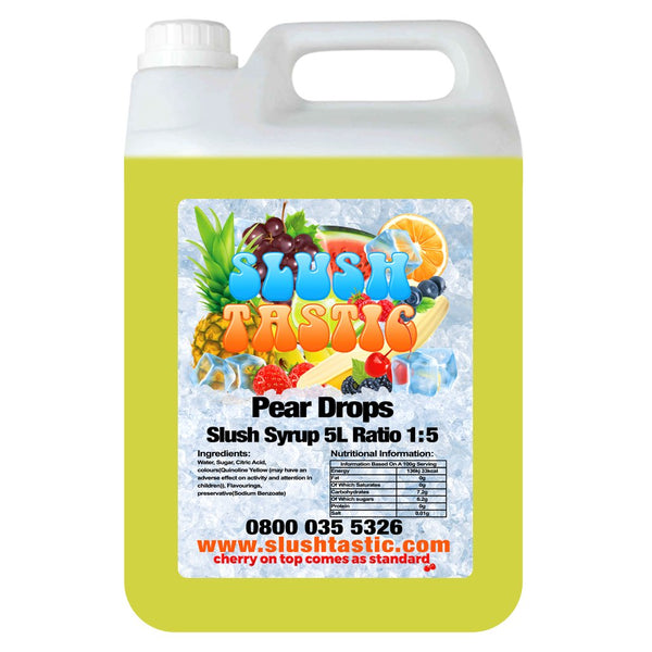 Corporate Vending Slush Syrup 5L Bottle Slushtastic Syrup Pear Drops