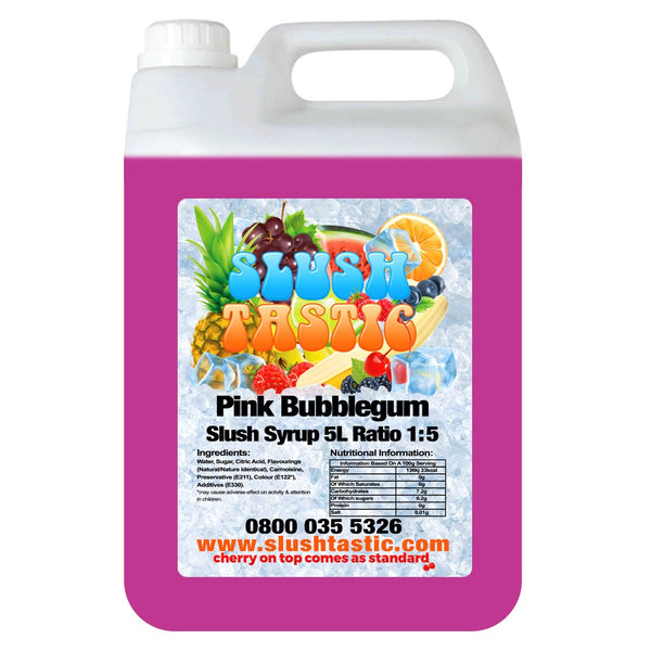 Corporate Vending Slush Syrup 5L Bottle Slushtastic Syrup Pink Bubblegum