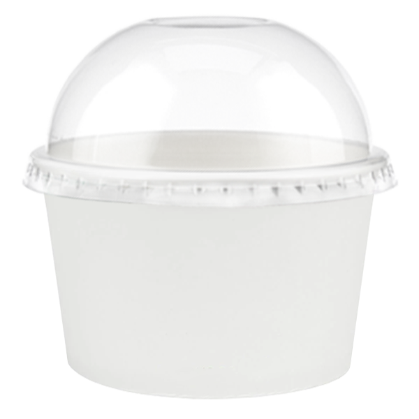 Tas Ice Cream Tubs 1 scoop _100ml` / Domed Lids / 100 Tubs TAS-ty White Ice Cream Tubs
